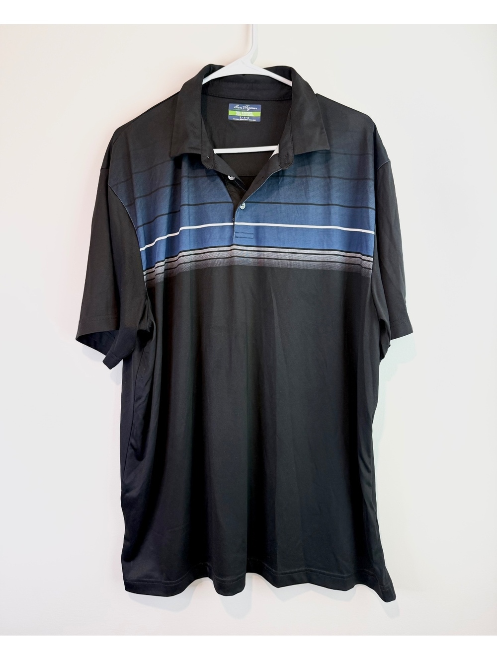 Ben Hogan Performance Men's Golf Polo Shirt XL Black Blue Stripe